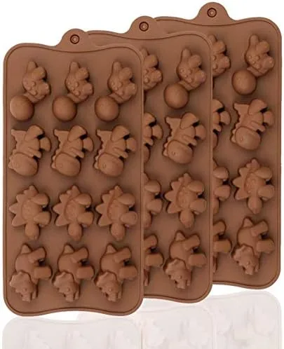 Molde de silicona para chocolate con forma de dinosaurio, 3 unidades, 12 cavidades, antiadherente, reutilizable, gelatina, para galletas, cubitos de