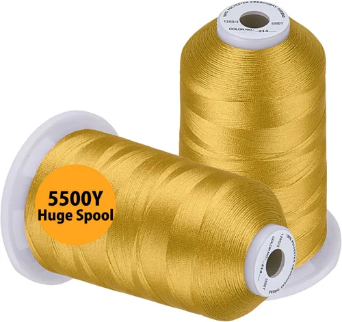 Vista 23 de Simthread Hilo de bordar 5500 yardas beige 843, 2 carretes enormes 40wt poliéster para Brother, Babylock, Janome, Singer, Pfaff, Husqvarna, Bernina