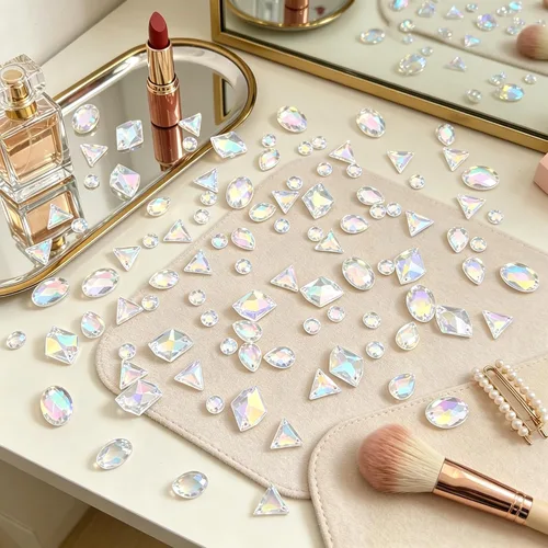 Vista 4 de 200 diamantes de imitación acrílicos grandes con formas mixtas