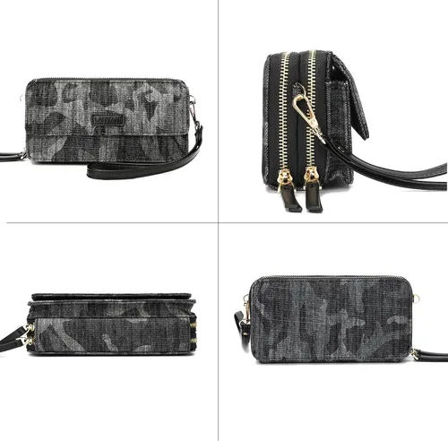 Vista 4 de Lanyani Cartera cruzada RFID con bolsillo para teléfono para mujer, cuero vegano