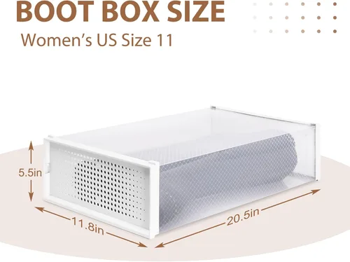 Vista 5 de EazeHome Paquete de 8 cajas transparentes apilables para botas, cajas de almacenamiento para botas altas, caja de zapatos de plástico con tapas