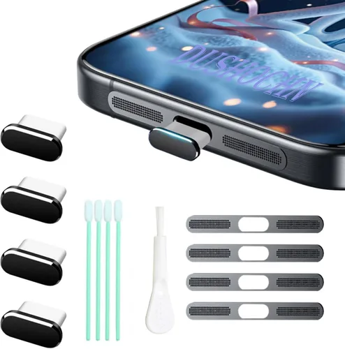 Vista 9 de Paquete de 4 tapas USB C para puerto USB C, cubierta de puerto de carga tipo C con cubierta antipolvo para altavoz, accesorios de teléfono