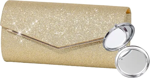 Vista 13 de Bolso de Mano Nocturno para Mujer con Correa de Cadena Intercambiable y Espejo – Bolso de Boda, Egreso y Fiesta