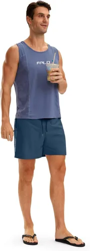 Vista 3 de Viodia Mens 5" Swim Trunks with Zipper Pockets Quick Dry Beach Board Shorts for Men Swimsuit Swimwear with Mesh Lining