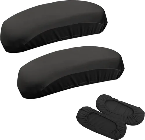 Vista 2 de Kakalote Fundas para reposabrazos de silla de oficina, 1 par, elásticas para silla de computadora, fundas elásticas para sillas de escritorio, Negro