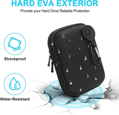 Vista 5 de Lacdo Funda de transporte para disco duro externo portátil Seagate, Toshiba Canvio Basics/Flex WD Elements/My Passport disco duro externo HDD Case