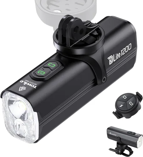 TOWILD DLite1800 - Luces de bicicleta para conducción nocturna, sistema de fuente de luz dual de 1800 lúmenes, luz delantera súper brillante para