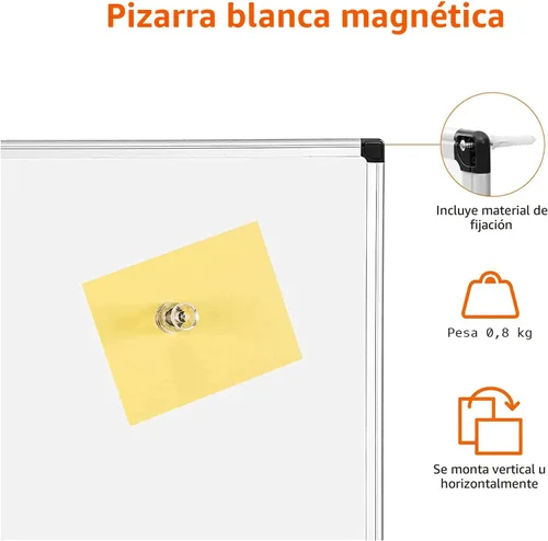 Vista 4 de Amazon Basics Pizarra magnética de borrado en seco, 35 pulgadas de ancho x 23 pulgadas de alto, marco de madera negro Negro/Blanco