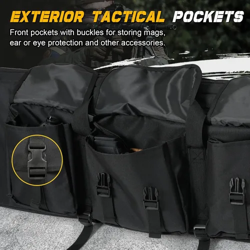 Vista 4 de Single Rifle Case Bag, Tactical Padded Soft Gun Case w/MOLLE System, Wide Interior Fits Scoped Rifles, Adjustable Sling, Dual Zipper for Hunting &