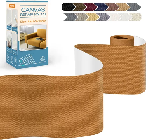 Vista 30 de KING MOUNTAIN Parche de reparación de lona de 9 x 11 pulgadas, 2 piezas, parche de tela impermeable autoadhesivo para sofás, tiendas de campaña