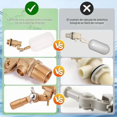Vista 4 de Válvula de flotador de 1/2 pulgada, válvula de flotador de agua de latón con brazo ajustable, válvula de bola flotante de llenado automático y 1/2