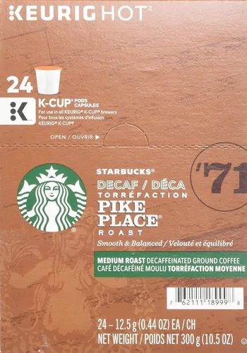 Vista 6 de Starbucks Descafeinado Pike Place Roast, K-Cup para cafeteras Keurig, 96
