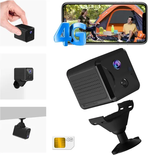 Cámara de seguridad celular 4G LTE sin WiFi con tarjeta SIM 4G, capacidad de batería de 5200 mAh más grande, 2K HD portátil sin cámara de seguridad