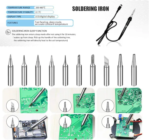 Vista 5 de 2 IN 1 750W LED Digital Soldering Station Hot Air Gun Rework Station Electric Soldering Iron For Phone PCB IC SMD BGA Welding SET 110V (8588D SET1)