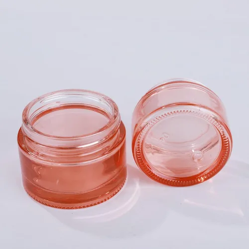 Vista 3 de Sxminer - Paquete de 6 frascos de vidrio rosa de 2 onzas, frascos vacíos de crema con tapas de oro rosa de 2.0 fl oz, recipientes de cosméticos