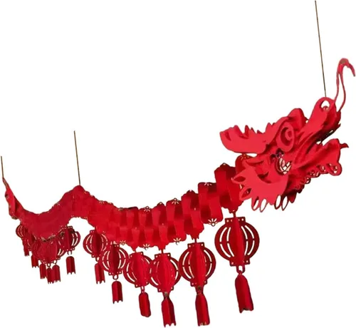 Vista 6 de Esquirla Decoraciones de techo de dragón de año nuevo, dragón de papel colgante, 2.6M, estilo A