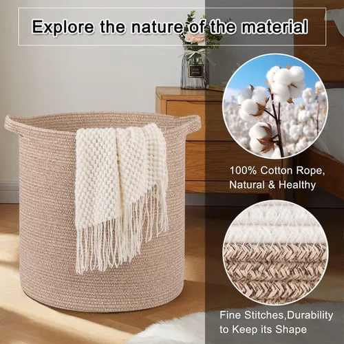 Vista 5 de OIAHOMY Cesta de lavandería de 80 L, cesta de almacenamiento con asas, cesta de lavandería para juguetes, almohadas, mantas, ropa, 20 x 18 pulgadas