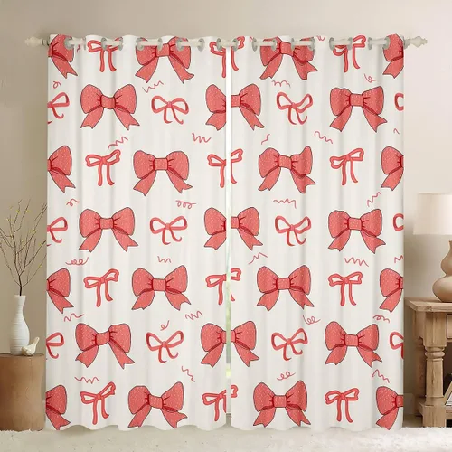 Vista 8 de Cortinas de decoración con lazo para niñas, estilo princesa de ensueño, para niños, 30% a 50% opacas, cortinas de ventana para dormitorio, acuarela