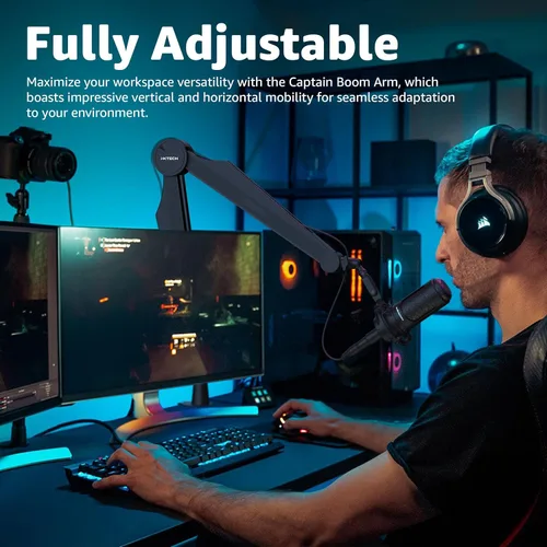 Vista 4 de IXTECH Brazo de micrófono con brazo para micrófono Blue Yeti Shure Sm7b Hyperx QuadCast Rode At2020 y soporte de micrófono Fifine