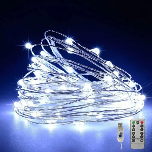 Vista 11 de Fantasee Luces de Cadena de Alambre de Cobre USB Alimentadas Luces de Hadas LED 8 Modos con Temporizador Control Remoto para Hogar Dormitorio Fiesta
