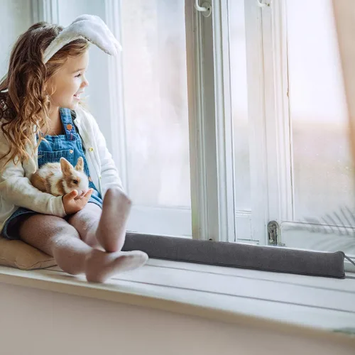 Vista 4 de Tope de Corriente de Puerta, Bloqueador de Ruido y Aire Frío Pesado de 32 Pulgadas Debajo de la Puerta, Protector Contra Corrientes de Aire