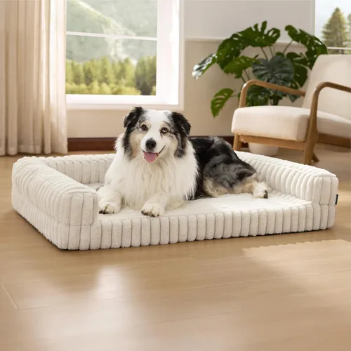 Vista 23 de Bedsure - Camas ortopédicas para perros extragrandes, cama impermeable de espuma viscoelástica XL para mascotas con laterales, sofá de espuma