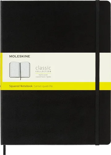 Moleskine - Cuaderno clásico con tapa dura, XL (7.5 x 9.5 pulgadas), cuadriculado, negro, 192 páginas