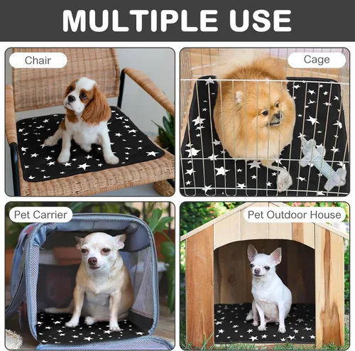 Vista 6 de Cama autocalentable para gatos, tapete autocalentable para perros, patrón de estrella, tapete térmico cálido para mascotas que refleja el calor