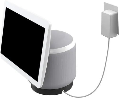 Vista 9 de Audio Stand with Cable Management Slot Rotatable Speaker Holder Compatible with Echo Show Desktop Mount for Organized Wire Storage