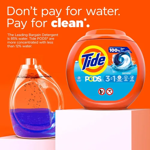 Vista 5 de Tide PODS cápsulas de detergente para lavar ropa, removedor de manchas 3 en 1, combatiente de olores, protector de color, 112 unidades, compatible