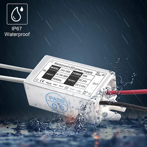 Vista 3 de Lustaled - Fuente de alimentación LED de 24 V, impermeable, IP67, 15 W, 24 voltios, transformador de corriente continua, 120 V CA a 24 V CC