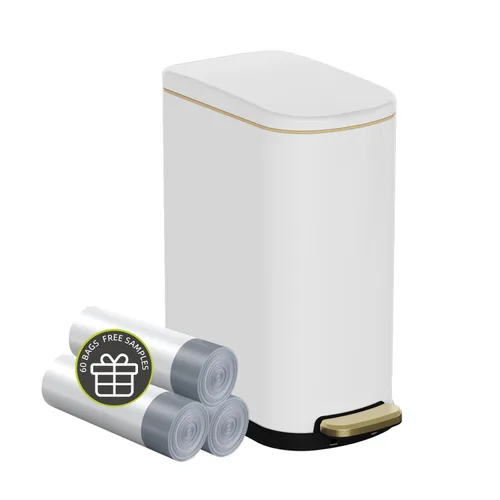 Vista 14 de KSSKSS Cubo de basura delgado para baño de 2.6 galones con tapa de cierre suave, cubo de basura de acero inoxidable de 10 litros con cubo de forro