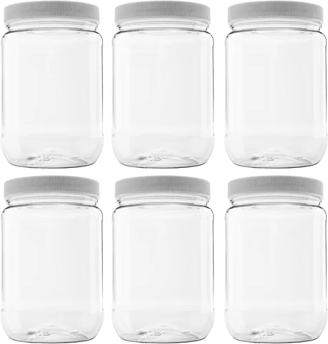 Vista 7 de Tarros de almacenamiento de plástico con tapas a prueba de fugas, libres de BPA, solo lavado a mano (frasco de 8 oz, paquete de 6)