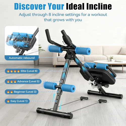 Vista 3 de EPHESPORT Multifunctional Ab Machine, Ab Workout Equipment, Adjustable Ab Trainer, Foldable, Knee and Back Protection, Ab & Sit Up Machine for