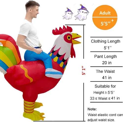 Vista 6 de Disfraz de pollo, divertido disfraz inflable de pollo, disfraces de Halloween para fiestas, eventos, regalos