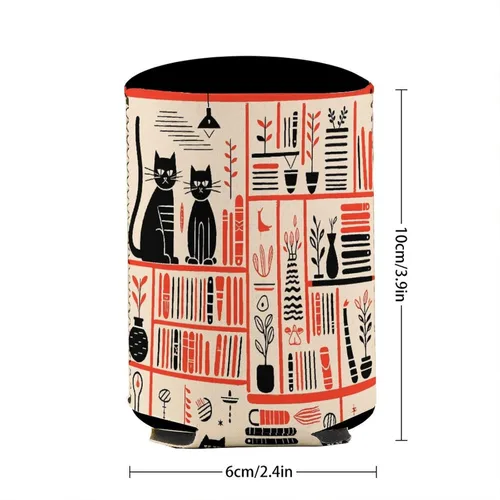 Vista 3 de Book Or Cat Reusable Insulated Neoprene Iced Coffee Cup Sleeve Funny Drink Sleeve for Cold Beverages Cute Beverage Holder for Iced Coffee