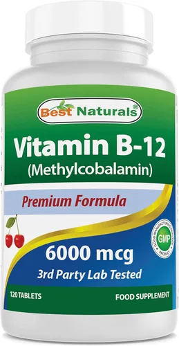 Vista 10 de Best Naturals Vitamina B-12 como metilcobalamina (metil B12), 6000 mcg comprimido, 60