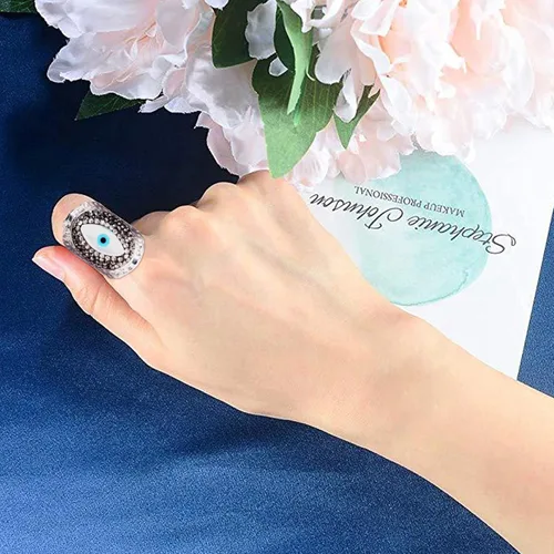 Vista 7 de Jeka Anillo de ojo malvado, joyería hippie punk cool anillos Mal De Ojo protección turca, Oro