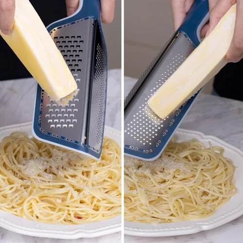 Vista 6 de Cohesion Zester Rallador de doble cara para cocina – Herramienta de cocina de limón para queso, cítricos, ajo, jengibre, nuez moscada, chocolate