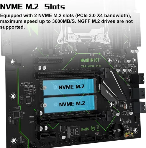 Vista 4 de MACHINIST Placa base ATX LGA 2011-V3, placa base para juegos X99 con tarjeta de auto-comprobación