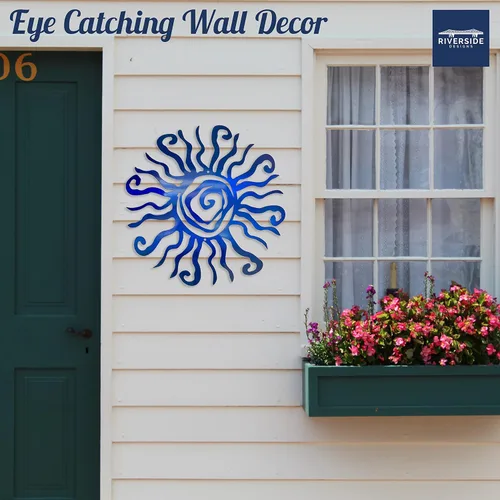 Vista 6 de Riverside Designs adorno de sol de acero para exteriores, decoración para pared