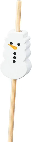 Vista 7 de Brochetas de Navidad de 3.5 pulgadas, 100 palillos desechables para aperitivos de Navidad, diseño de muñeco de nieve, palillos de dientes