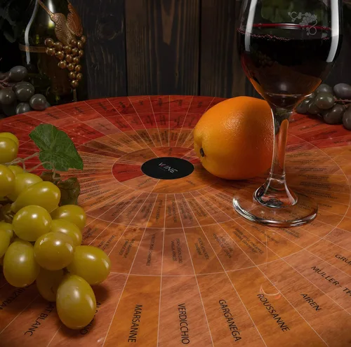 Vista 6 de Rueda de vino de madera hecha a mano, tanto para aficionados como para conocedores, una guía sobre degustación, identifica sabores primarios