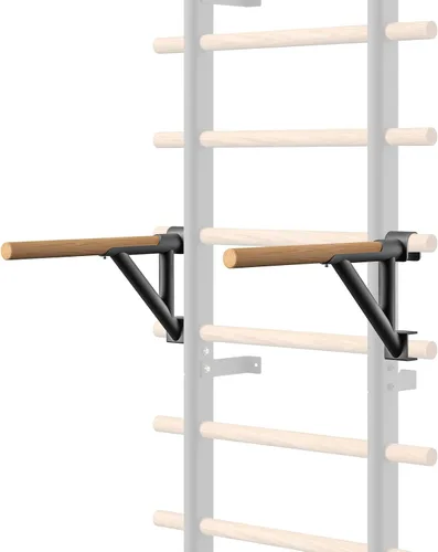 DHT Wood Stall Bar, Swedish Ladder Suspension Trainer with 9 Strategic Rods, for Home, Gym, School and Clinics, Black