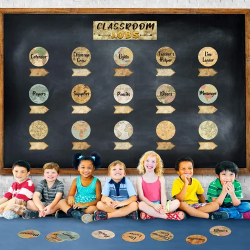 Vista 6 de Travel The Map Classroom Jobs Bulletin Board Set Classroom Helpers Charts Teacher's Helper Chalkboard Wall Decor for Classroom Bulletin Board