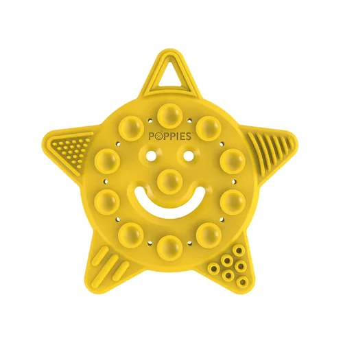 POPPIES Smiley The Star - Mordedera de silicona sin BPA, sensorial, juguete de baño (amarillo)