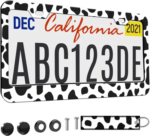 Vista 16 de 2 marcos de matrícula para mujer, marcos decorativos de auto para niñas, soporte para placa de matrícula para vehículo con llavero de doble cara