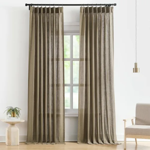 Vista 55 de Vision Home - Cortinas plisadas y semitraslúcidas con ganchos, mezcla de lino texturizado, filtran la luz, para sala, dormitorio, 2 paneles, 40 x 63