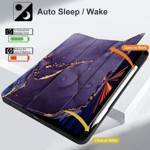 Vista 5 de DONGKE Funda protectora delgada para iPad Pro 2022/2021/2020/2018 de 11 pulgadas de generación 4/3/2/1 - Funda protectora delgada - Soporte