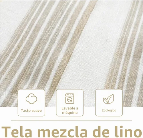 Vista 2 de DriftAway Chris Linen - Cenefa forrada de lino de 2 capas con aislamiento térmico para oscurecer la habitación, cenefa de ventana opaca con bolsillo